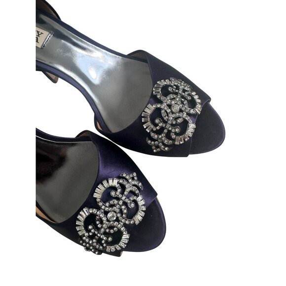 BADGLEY MISCHKA Salsa Royal Purple Plum Satin Heels Size 8 - Picture 6 of 10